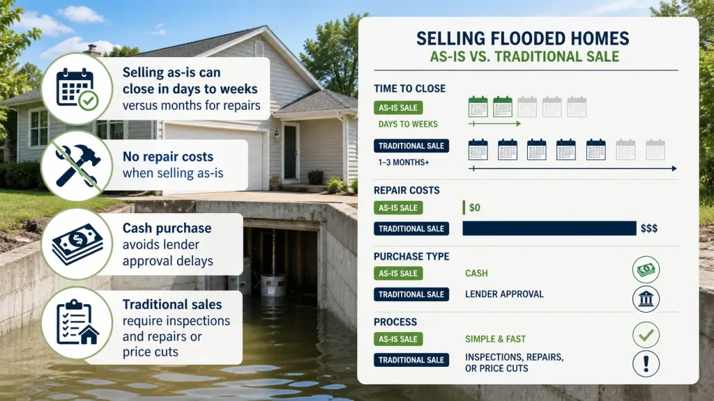 basement flooding in Kansas City - selling flooded homes